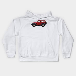 Jeep Wrangler Rubicon 2-door Red Kids Hoodie